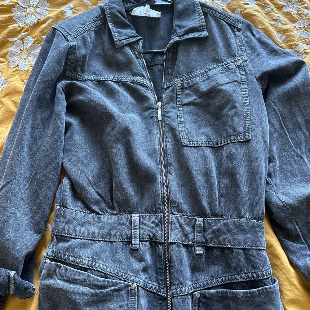 ba&sh black denim jumpsuit